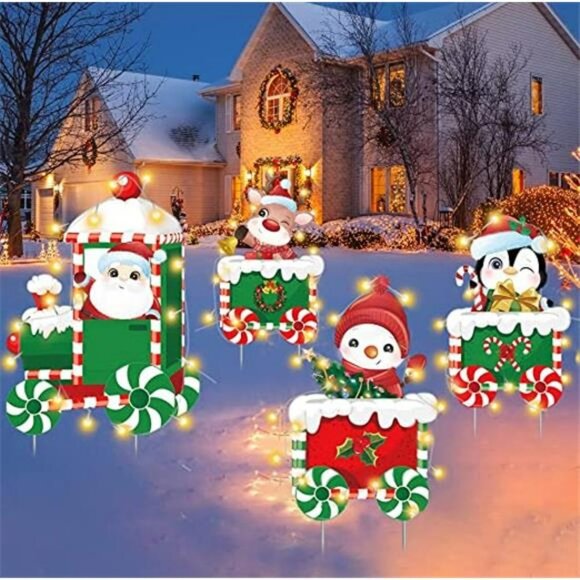 Large Christmas Train Yard Signs with Stakes for Christmas Decor, 8 Pack - Picture 1 of 7